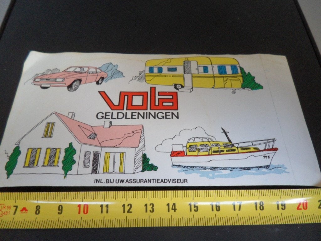 sticker vola geldleningen auto caravan huis boot *, Ophalen of Verzenden, Zo goed als nieuw