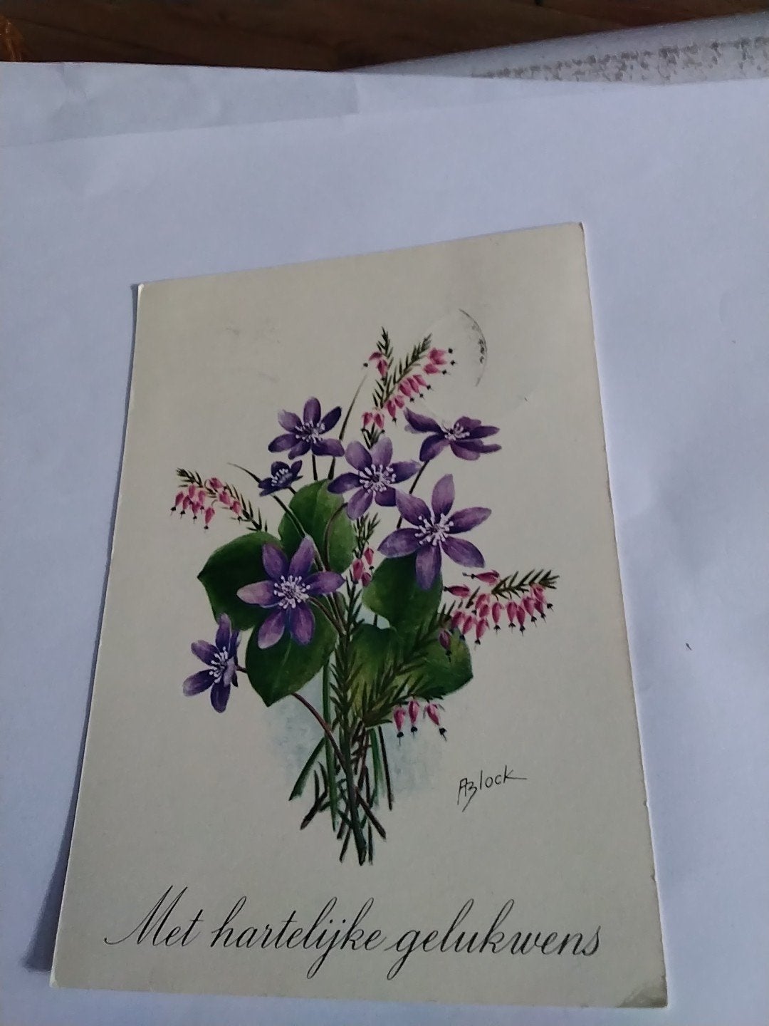 Oude ansichtkaart met bloemen A.BLOCK Anemone hepatica, Ophalen of Verzenden