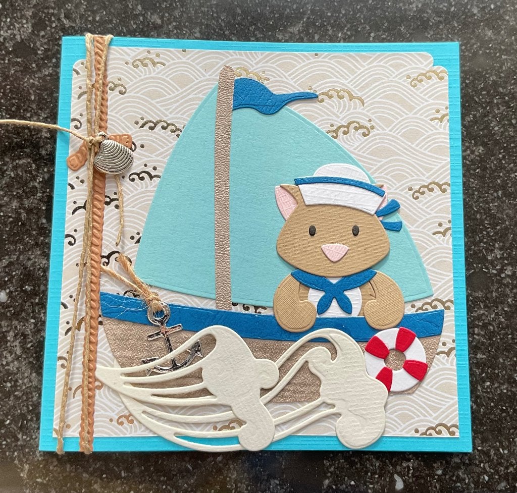 Nr 48 wenskaart met Poes in zeilboot, Hobby en Vrije tijd, Ophalen of Verzenden, Nieuw, Overige thema's