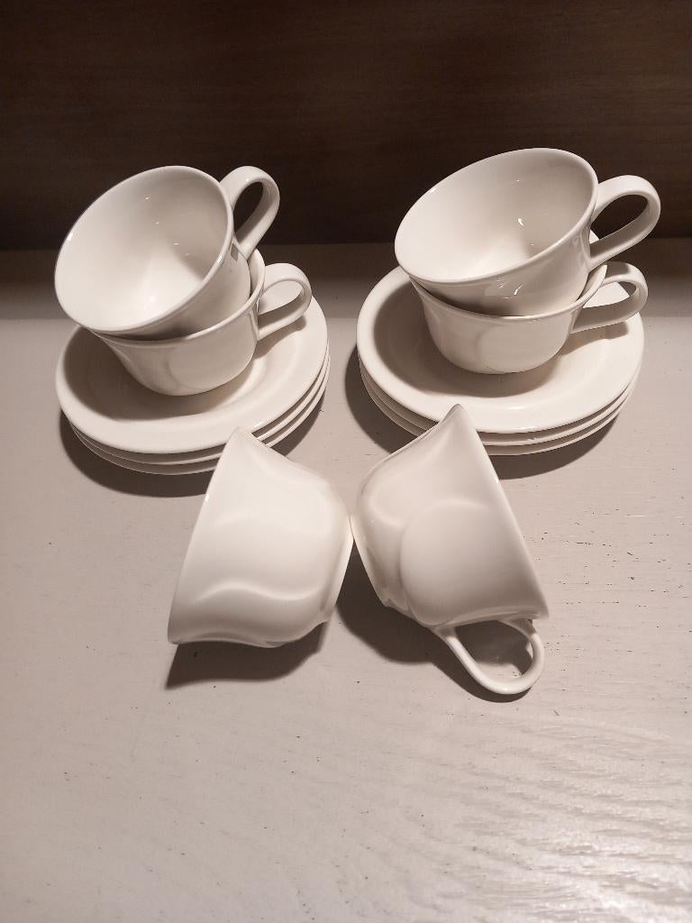 Arabia Finland Arctica 6 x Espresso kop en schotels., Gebruikt, Ophalen of Verzenden, Overige stijlen, Kop(pen) en/of Schotel(s)