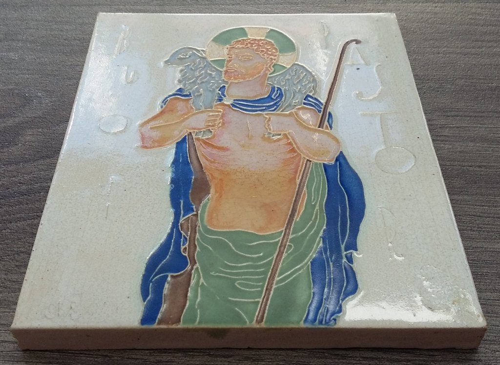 Omstreeks 1930 Westraven Utrecht Tegel "Jezus Lam Gods", Antiek en Kunst, Antiek | Religie, Ophalen of Verzenden