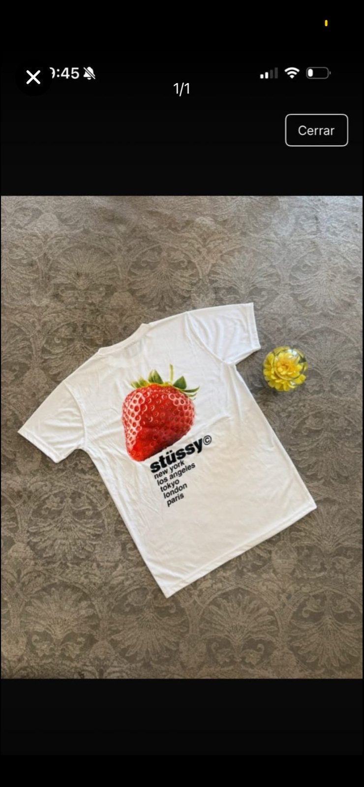 Stüssy T-shirt met aardbei print, Kleding | Heren, T-shirts, Ophalen of Verzenden, Zo goed als nieuw, Wit