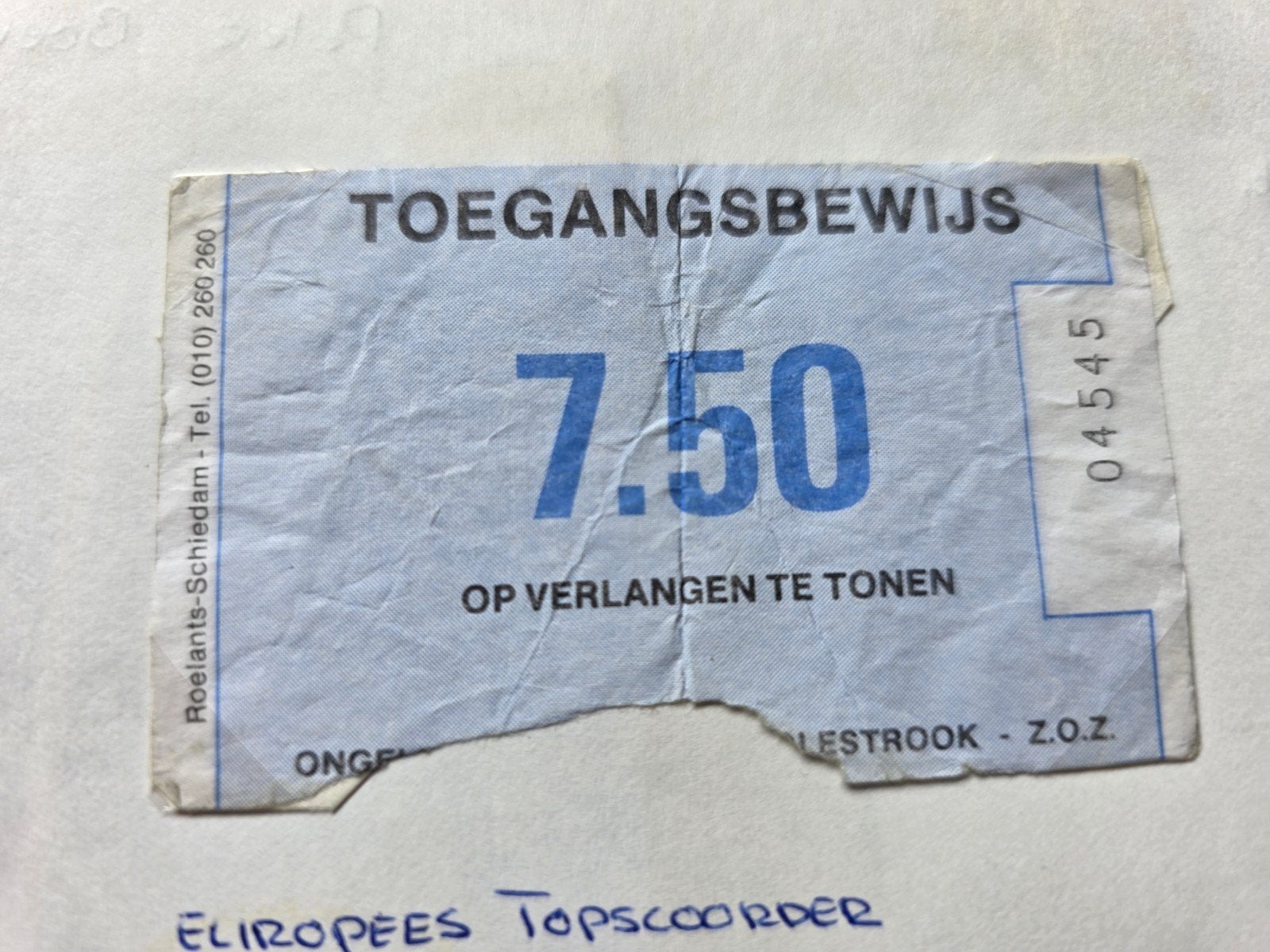 Voetbalticket Alcides-Ajax 0-8, Eén persoon