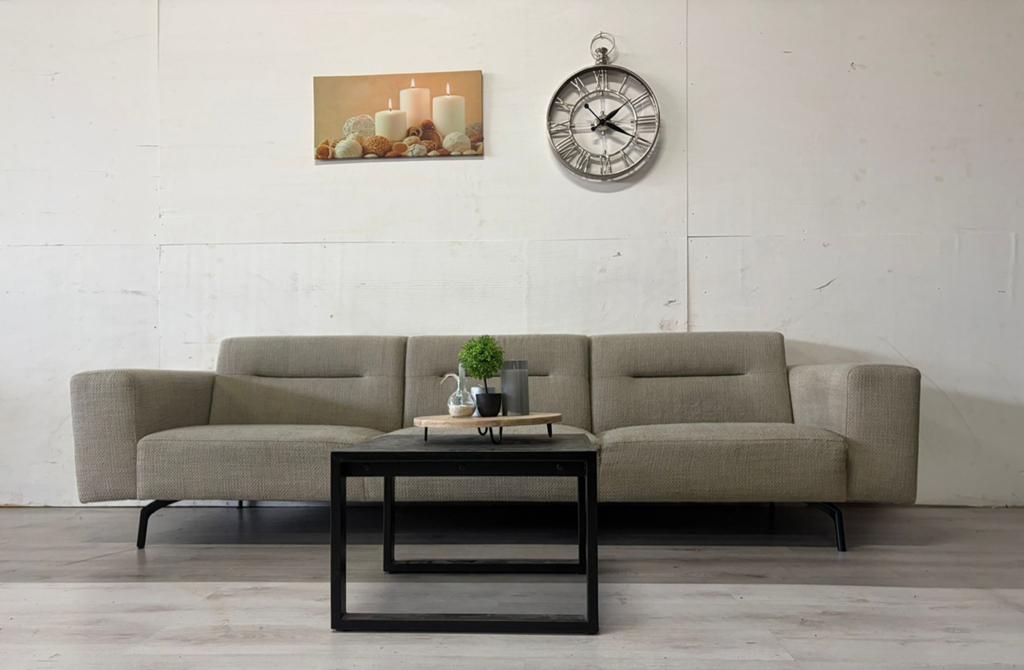 Bank Beige - Professioneel gereinigd, Ophalen of Verzenden, Zo goed als nieuw, 150 cm of meer, Vierpersoons of meer