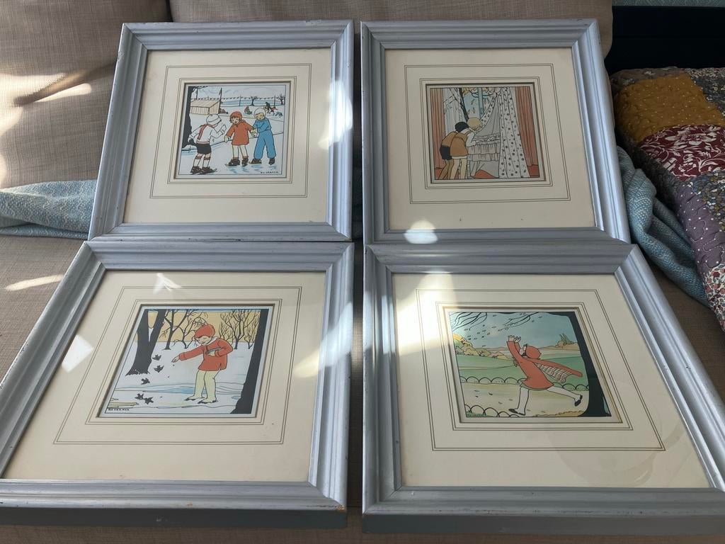 Set van 4 vintage kinderprenten van Rie Cramer, Antiek en Kunst, Ophalen