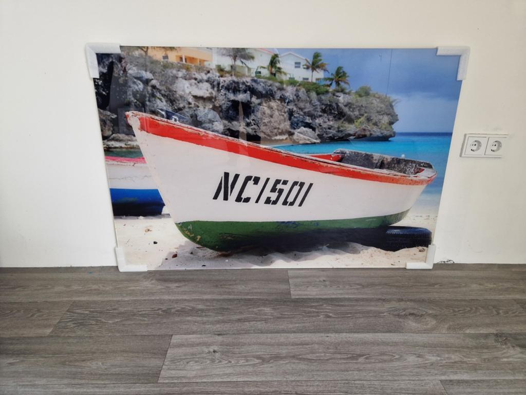 Plexiglas schilderij met boot 120 x 80 cm. Alleen ophalen, Ophalen