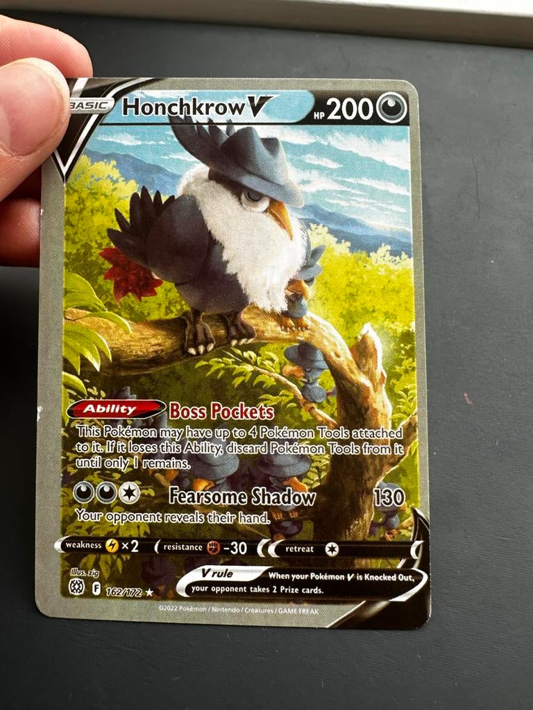 Honchkrow V Pokémon Kaart (162/172) - Zo goed als nieuw, Ophalen of Verzenden, Zo goed als nieuw, Losse kaart