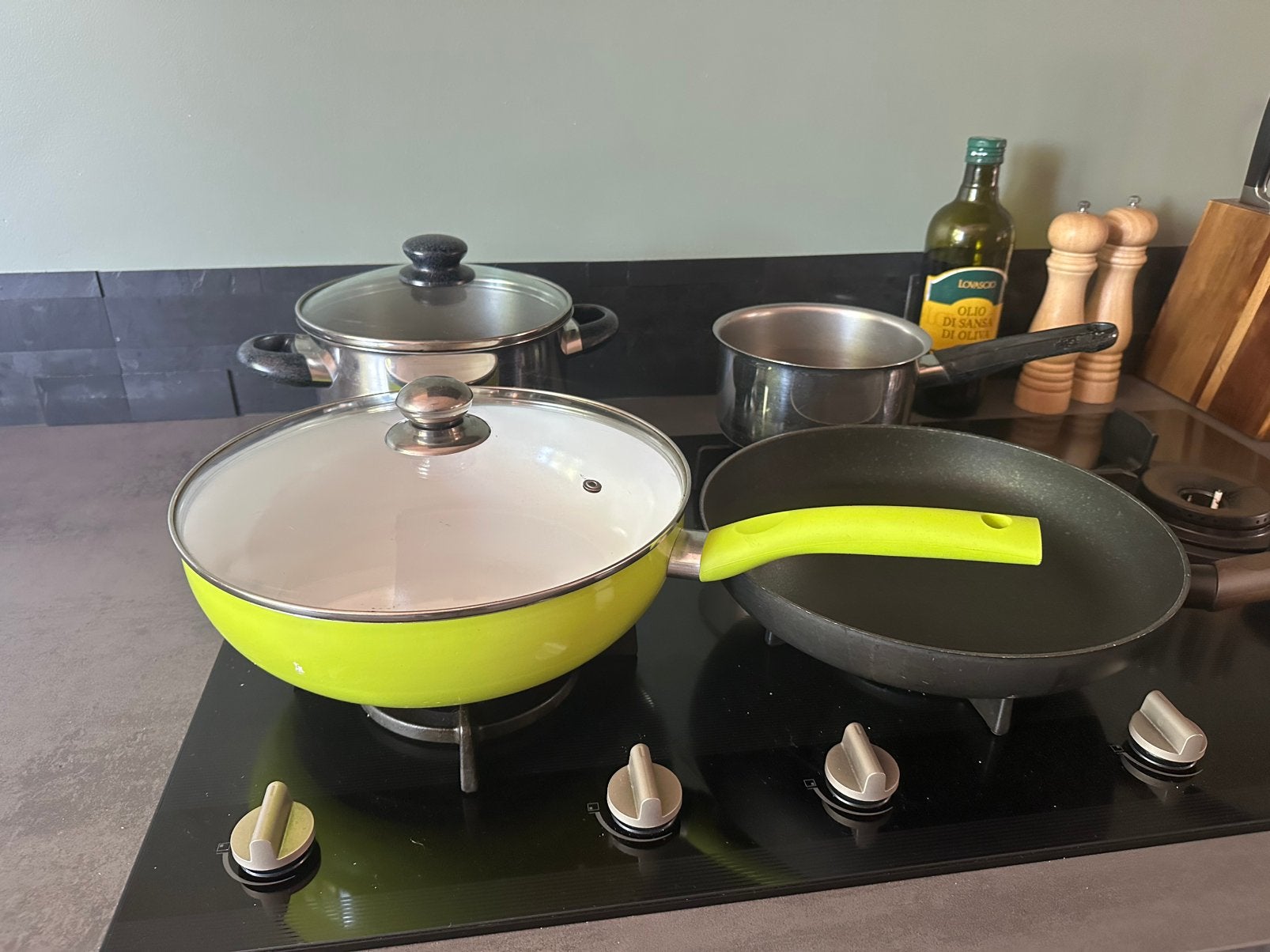 Pannen set incl Staafmixer, Huis en Inrichting, Keuken | Potten en Pannen, Ophalen, Zo goed als nieuw, Rvs, Pannenset