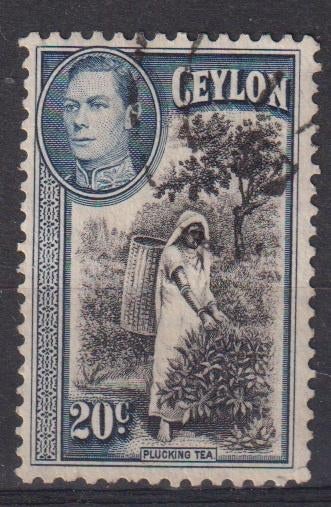 Ceylon 1938 Koning George Thee plukster landbouw, Verzenden, Gestempeld, Dier of Natuur