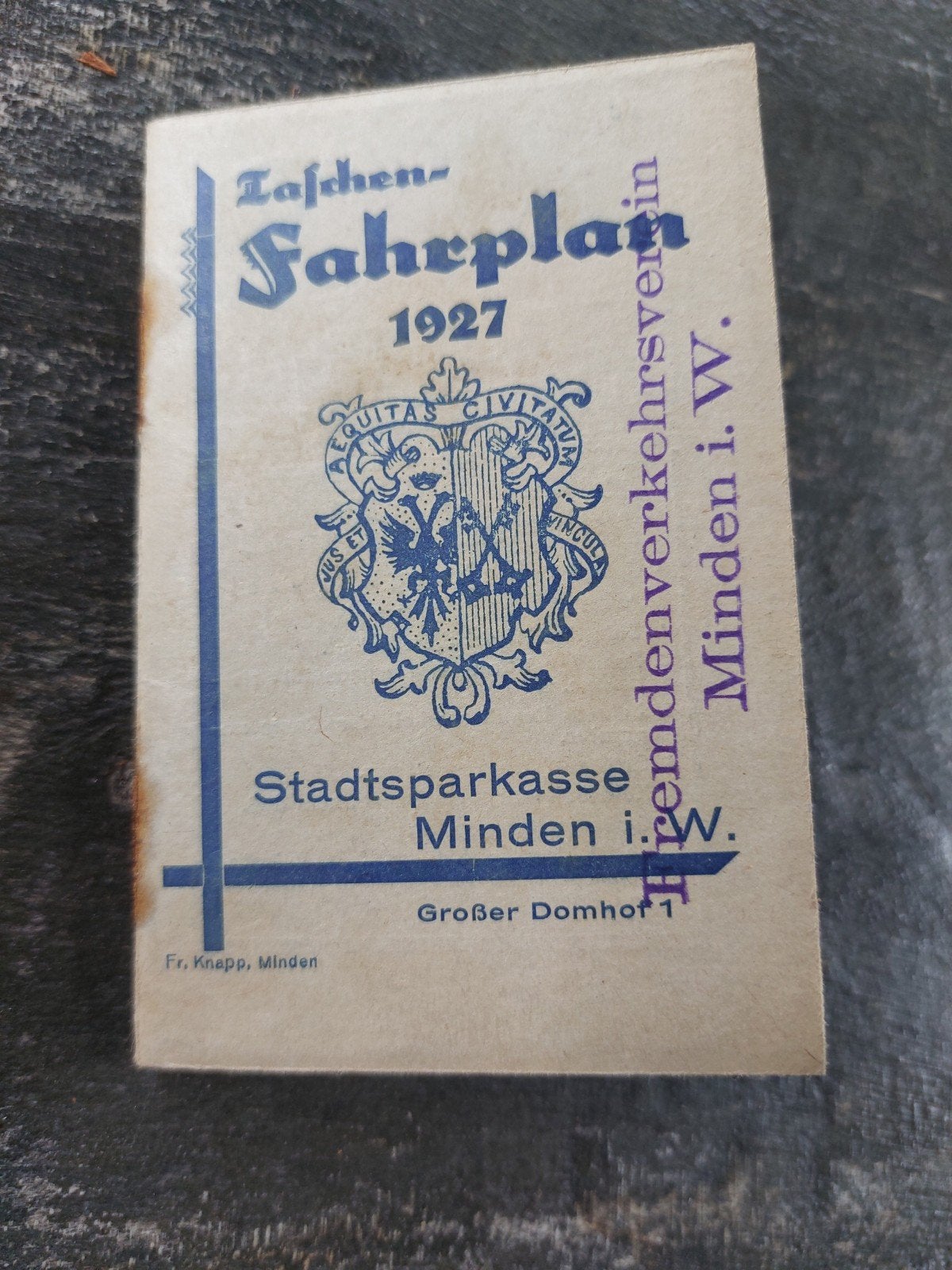 Zeldzaam Spoorboekje Minden 1927 - Historisch Document, Boeken, Tijdschriften en Kranten, Ophalen of Verzenden, Zo goed als nieuw