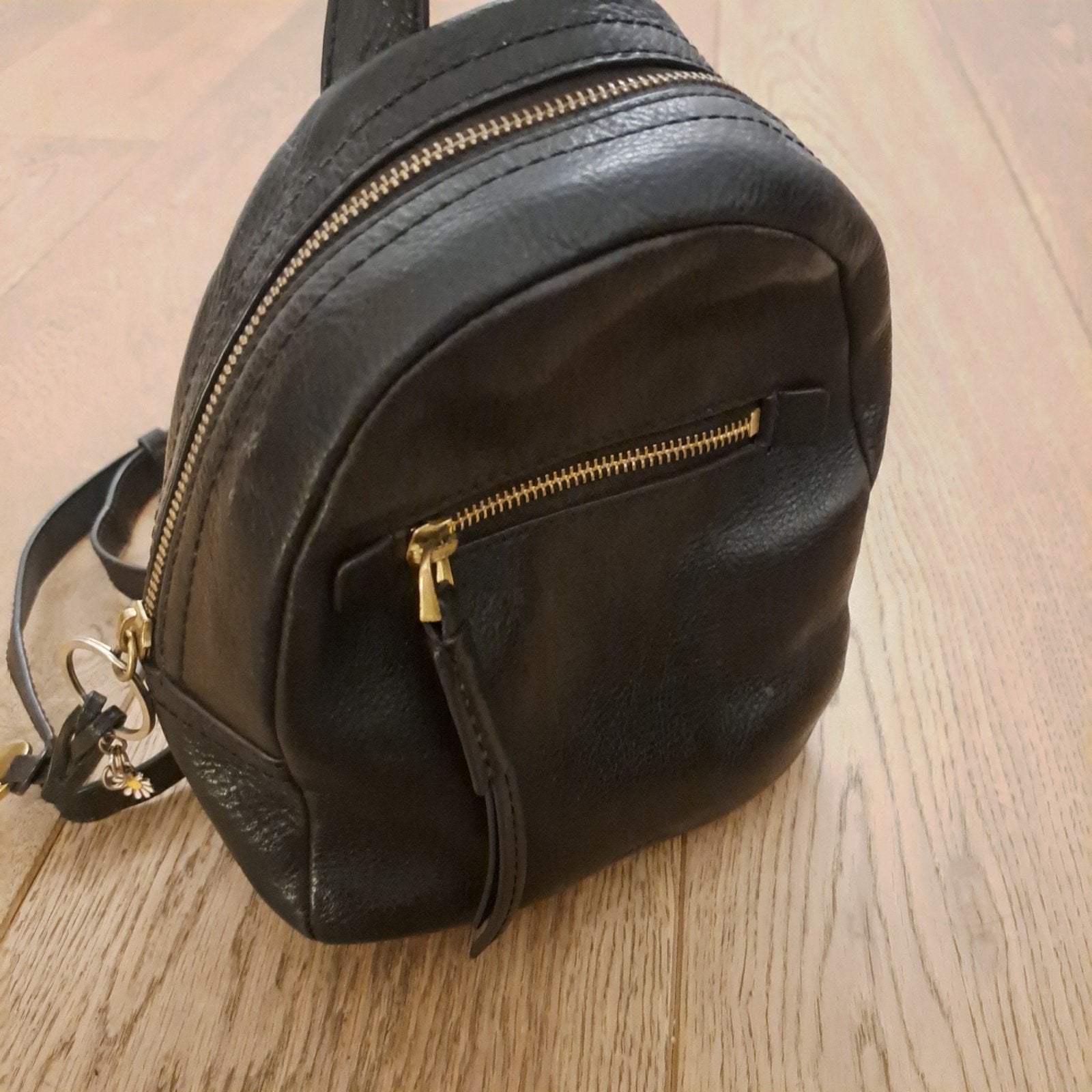 Fossil mini rugzakje zwart leer, Overige merken, Gebruikt, Minder dan 30 cm, Ophalen of Verzenden