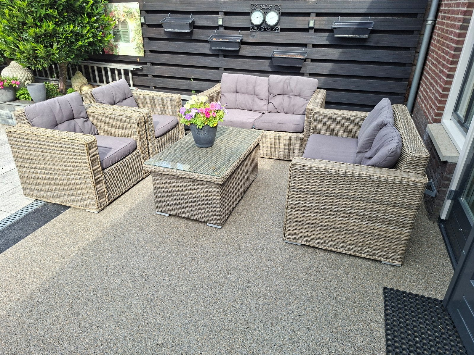 Complete Wicker Loungeset met Kussens en Salontafel, Ophalen of Verzenden