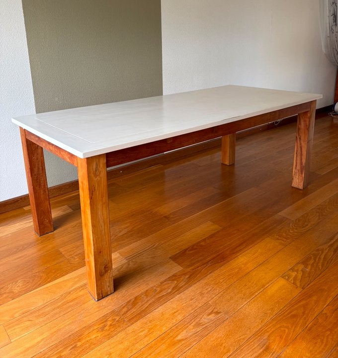 Eetkamertafel met 2 leren stoelen, Ophalen, Gebruikt, Modern, Minder dan 4 stoelen