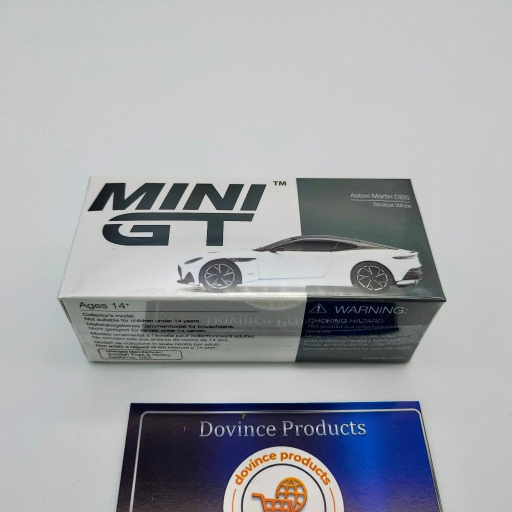 Mini GT Aston Martin DBS Stratus White 1:64, Ophalen of Verzenden, Nieuw, Auto
