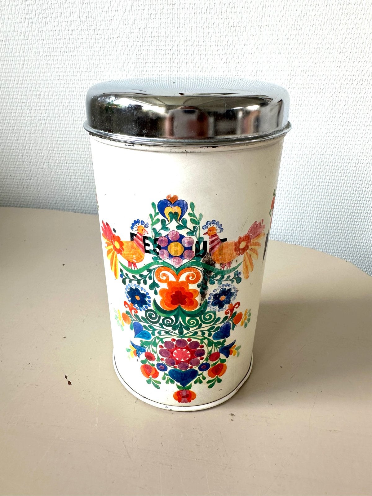 Vintage Brabantia beschuitbus met bloemendecor, Ophalen of Verzenden