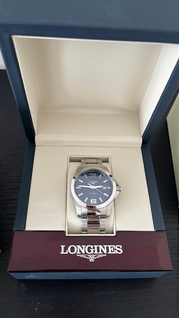 Longines Conquest – Blauwe wijzerplaat 41mm, Staal, Zo goed als nieuw, Ophalen, Overige merken