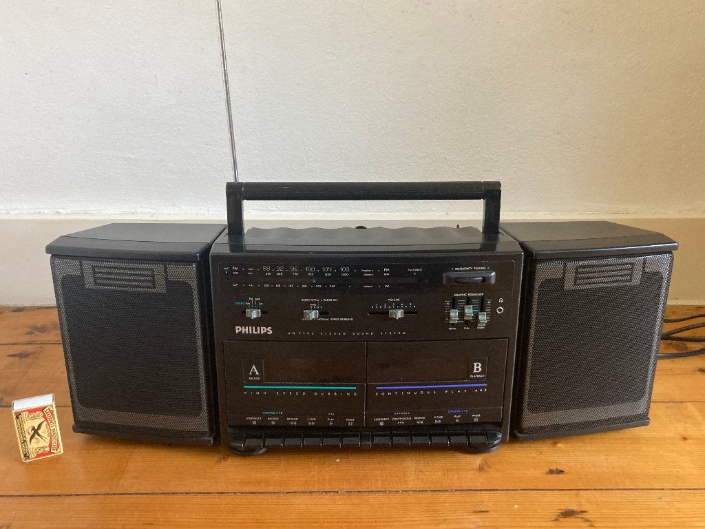 Ghettoblaster met demontabele boxjes & dubbel cassettespeler, Audio, Tv en Foto, Radio's, Ophalen of Verzenden, Zo goed als nieuw