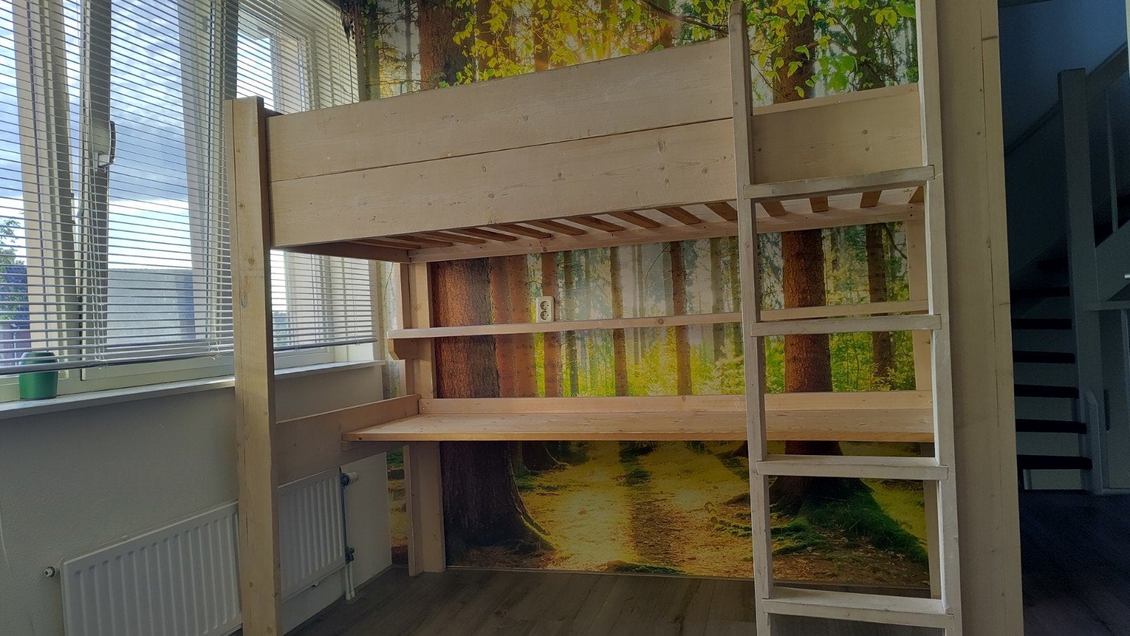Houten hoogslaper inclusief bureau, Ophalen, Hoogslaper