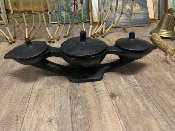 Vintage tafelschaal houtwerk Afrika, Ophalen of Verzenden