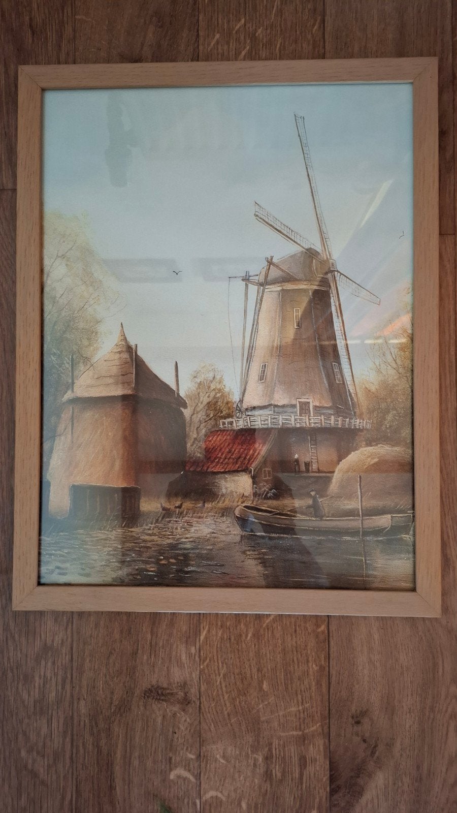 Klassiek Hollands landschap met molen en water, Antiek en Kunst, Kunst | Schilderijen | Klassiek, Ophalen of Verzenden