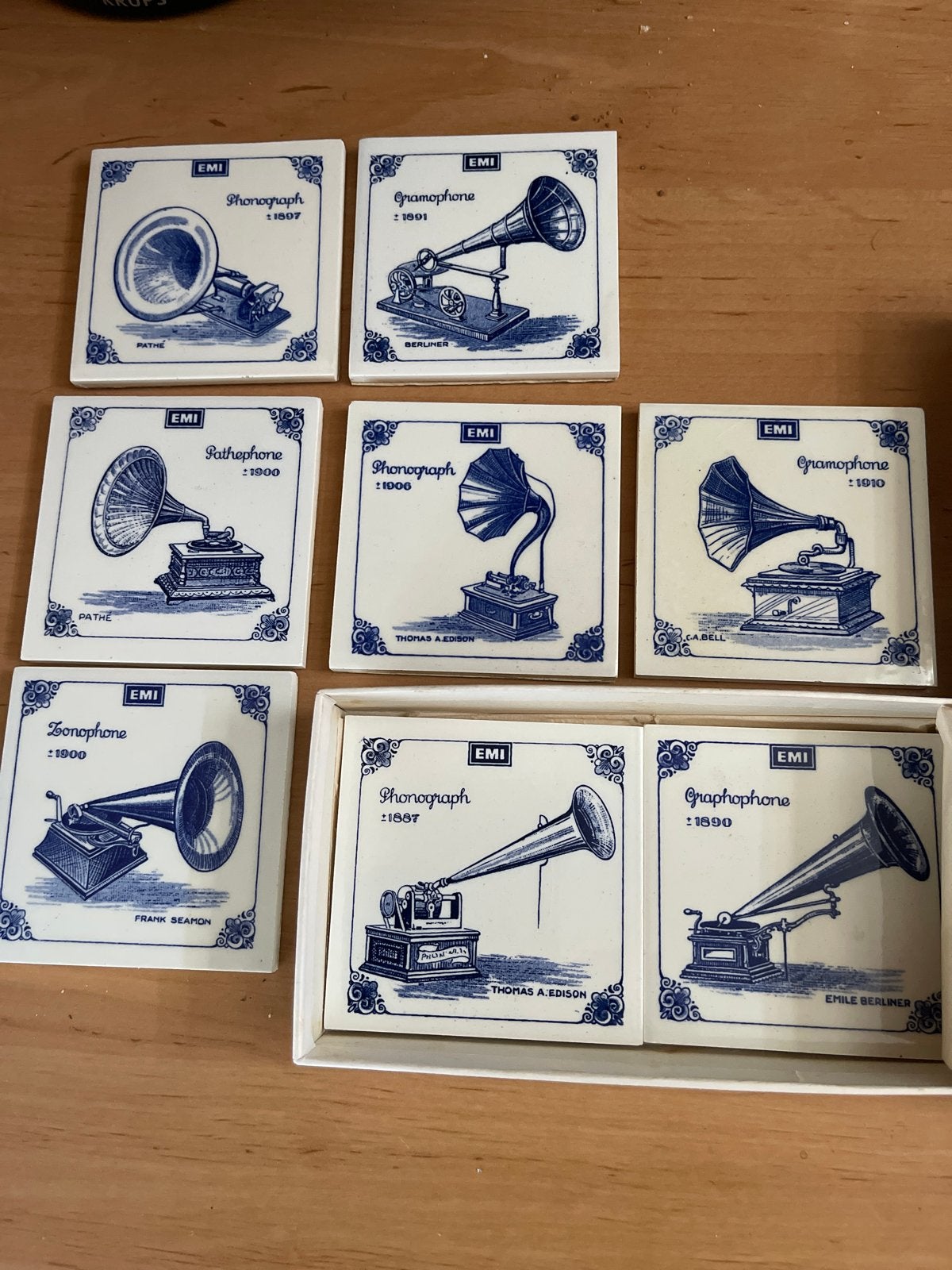 Vintage EMI Grammofoon Onderzetters Set - Historische Muziek, Antiek en Kunst, Ophalen
