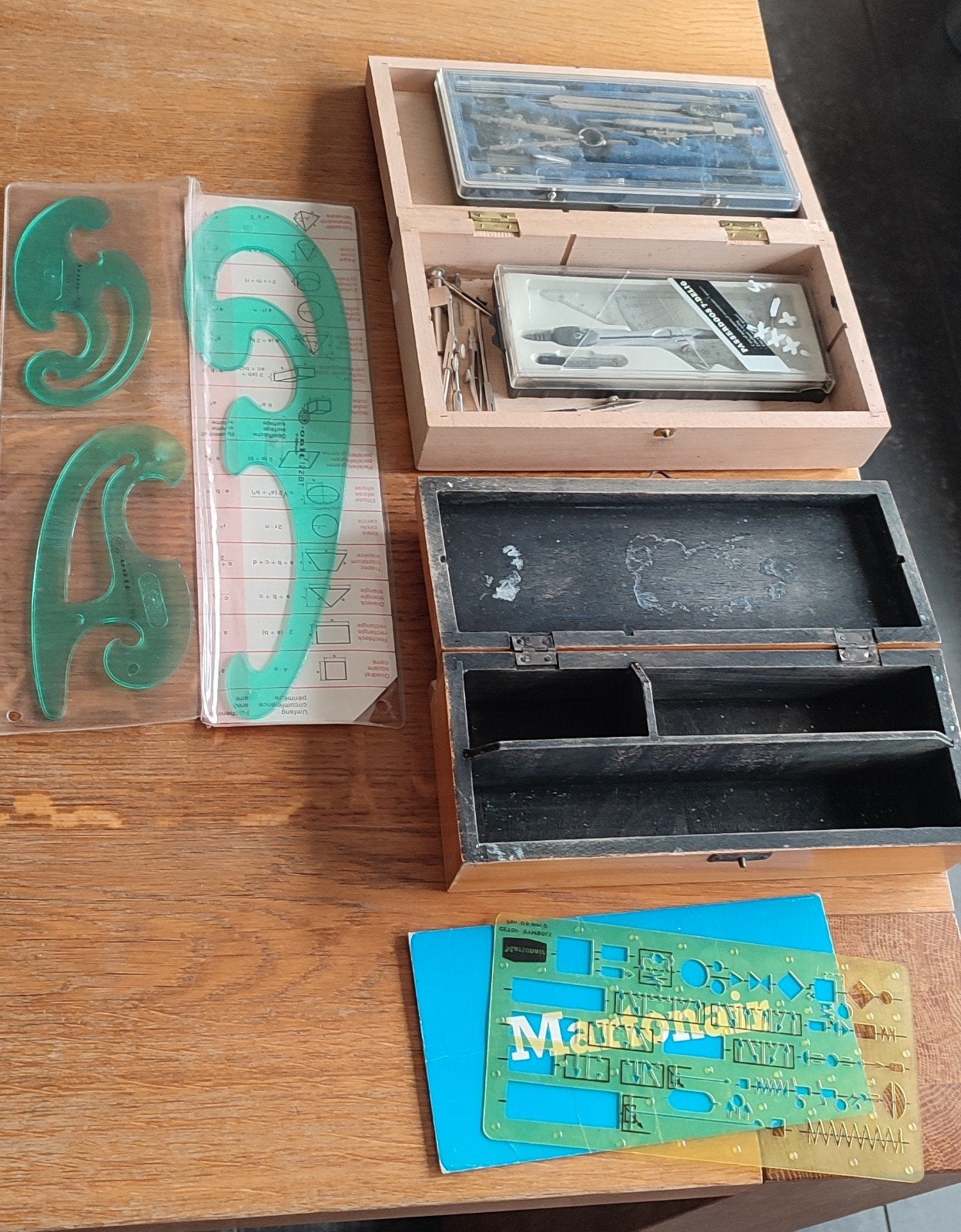 Vintage Tekenmateriaal: Tekendozen, Burmester Set, Martonair, Hobby en Vrije tijd, Ophalen of Verzenden, Gebruikt, Overige typen