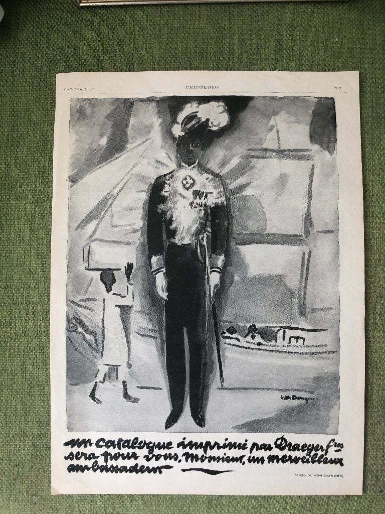 Advertentie-prent van Kees van Dongen, nov 1926. (100 jaar!), Personages en Fantasiefiguren, Dubbelzijdig, Offsetdruk, Ophalen of Verzenden