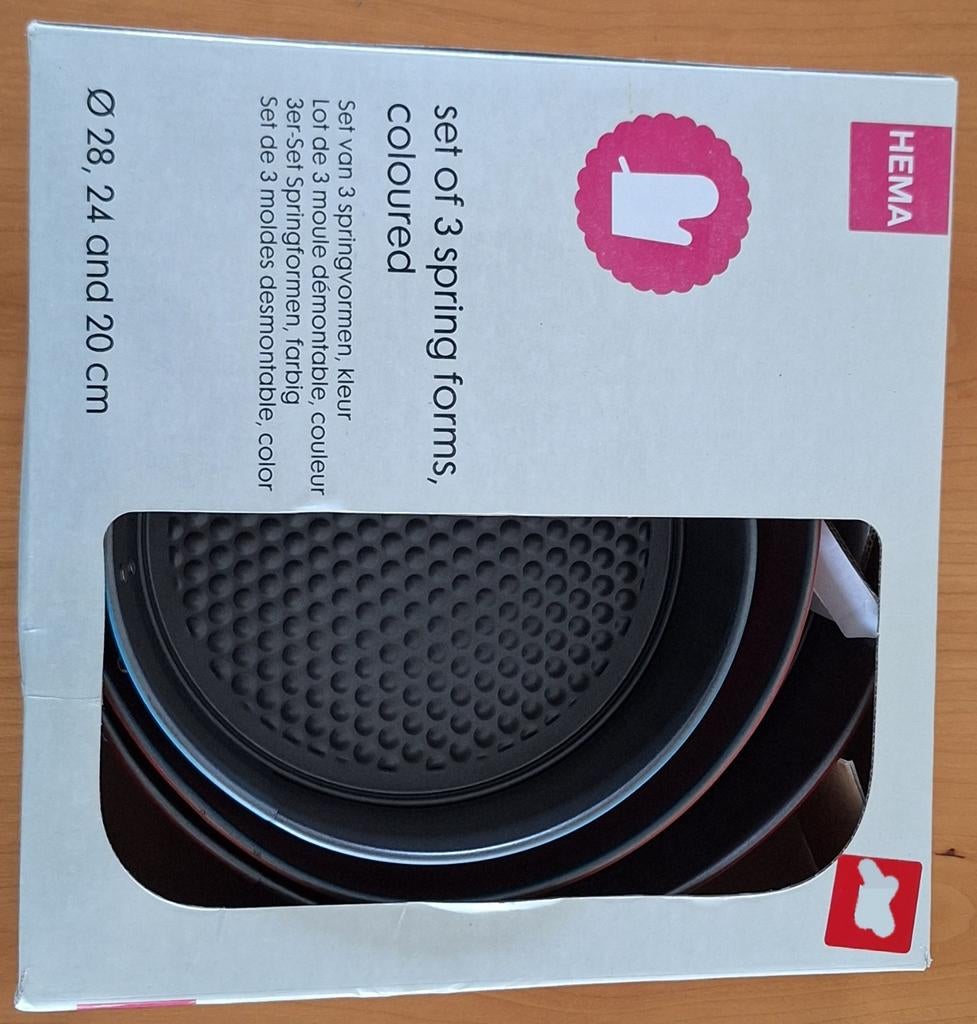 HEMA set van 3 springvormen, Overige typen, Ophalen of Verzenden, Zo goed als nieuw, Metaal