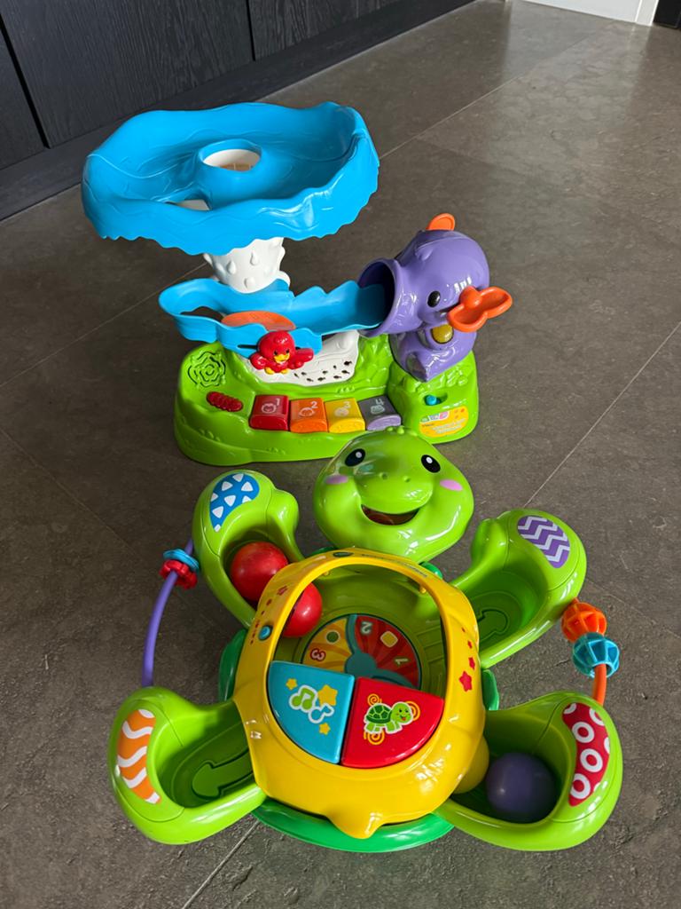 VTech Speelgoed Set: Ballen schietende schildpad en olifant, Ophalen of Verzenden, Gebruikt, Overige typen, Met licht