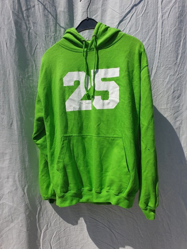 Grappige groene trui "het kwartje is gevallen" mt M, Maat 38/40 (M), ., Ophalen of Verzenden, Zo goed als nieuw
