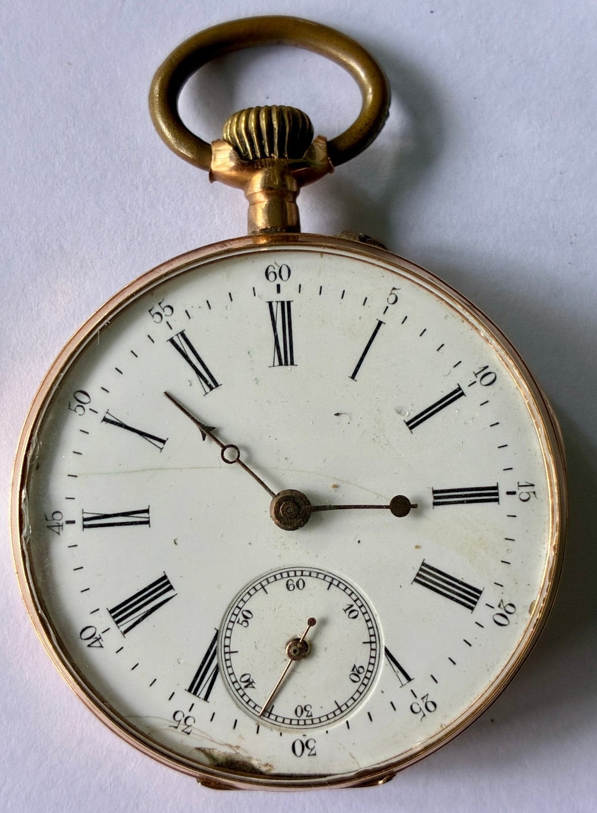 Antiek vestzakhorloge 14k gouden kast, Overige merken, Zakhorloge, 1900 tot 1930, Ophalen of Verzenden