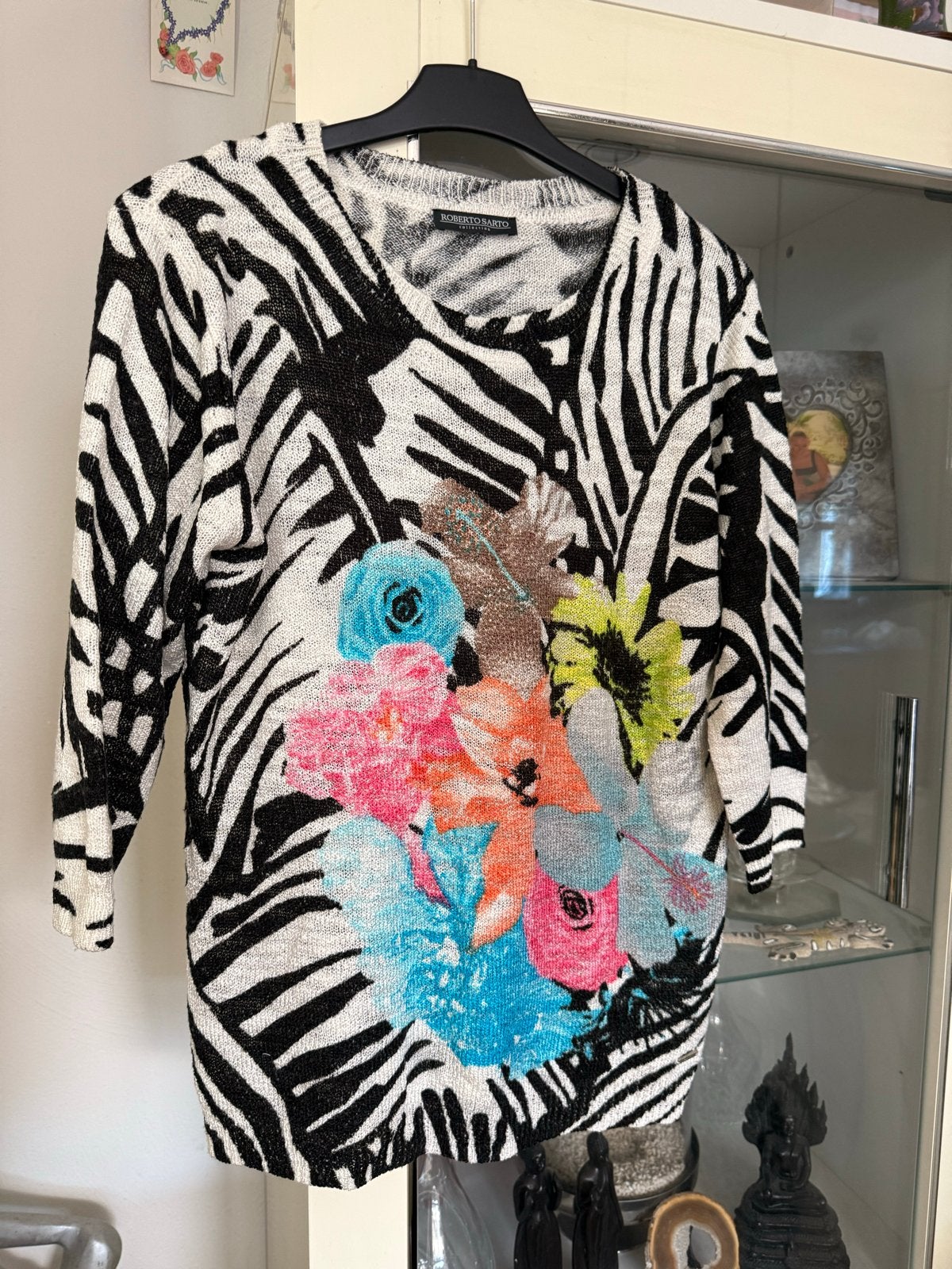 Roberto Sarto Zebra Print Trui met Bloemen, Ophalen of Verzenden, Zo goed als nieuw, Maat 38/40 (M), Meerkleurig