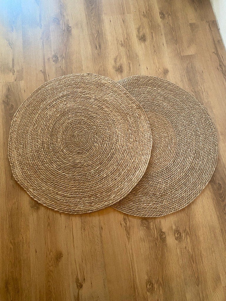 2x Xenos Rieten Vloerkleed Rond Ø80 cm – Natuurlijke Look, Huis en Inrichting, Stoffering | Tapijten en Kleden, Gebruikt, 50 tot 100 cm
