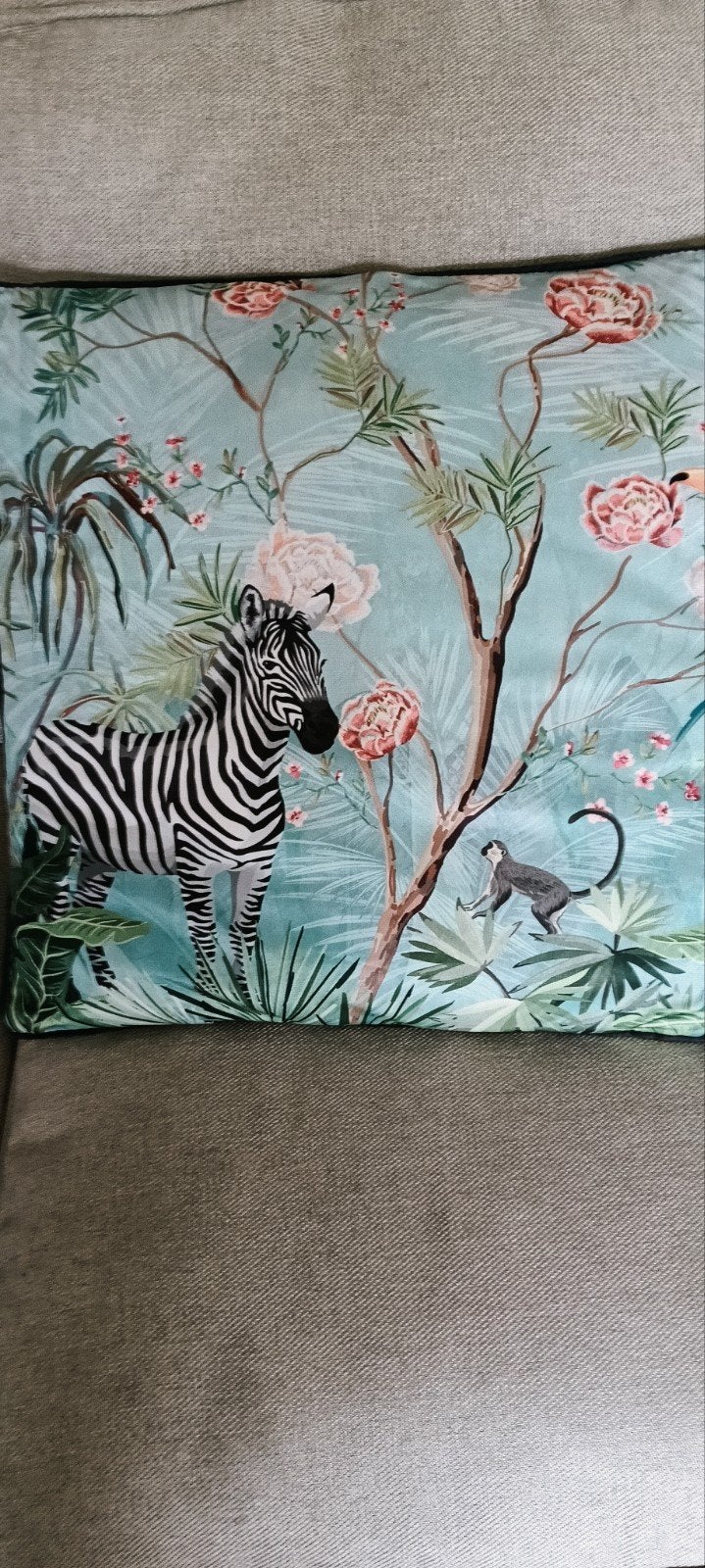 HIP sierkussen tropisch zebra fluweel look, Overige merken, Blauw, Nieuw, Ophalen of Verzenden