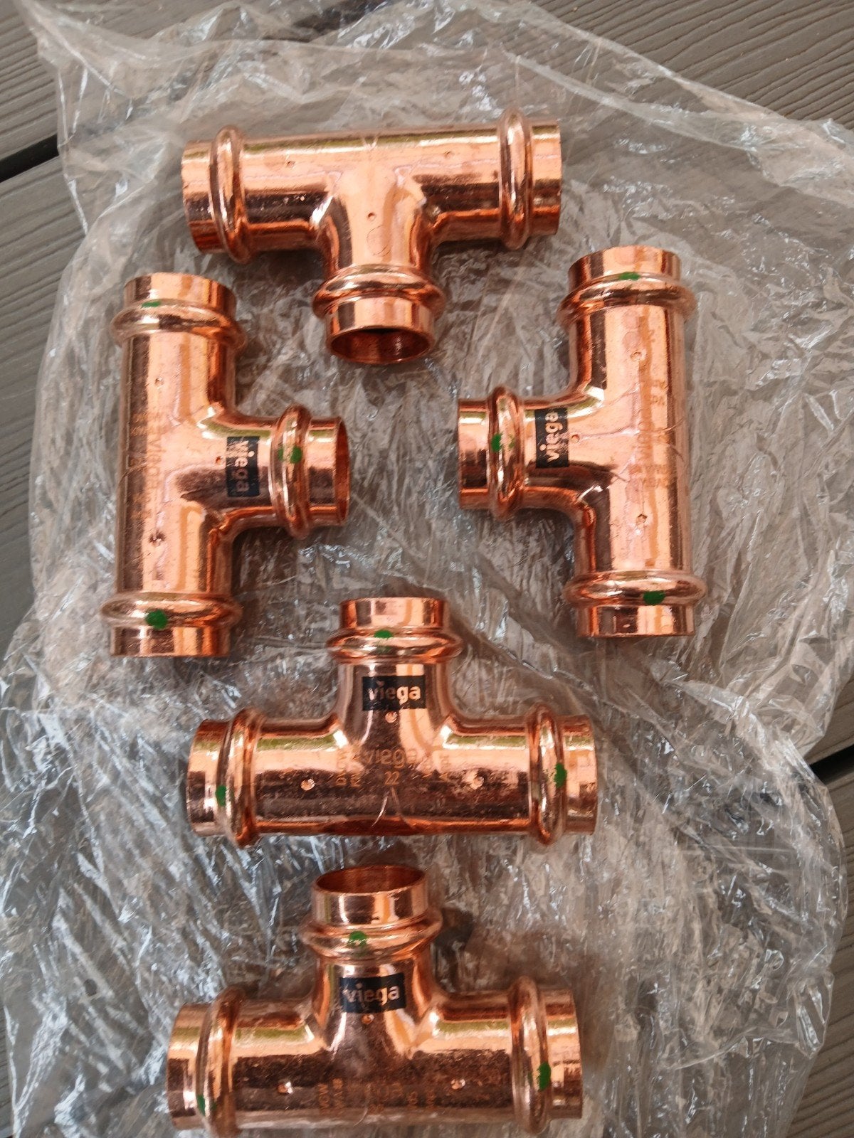 5x Nieuwe Viega Profipress T-stuk, 22mm, koper, Ophalen of Verzenden, Nieuw, Koper, Overige typen