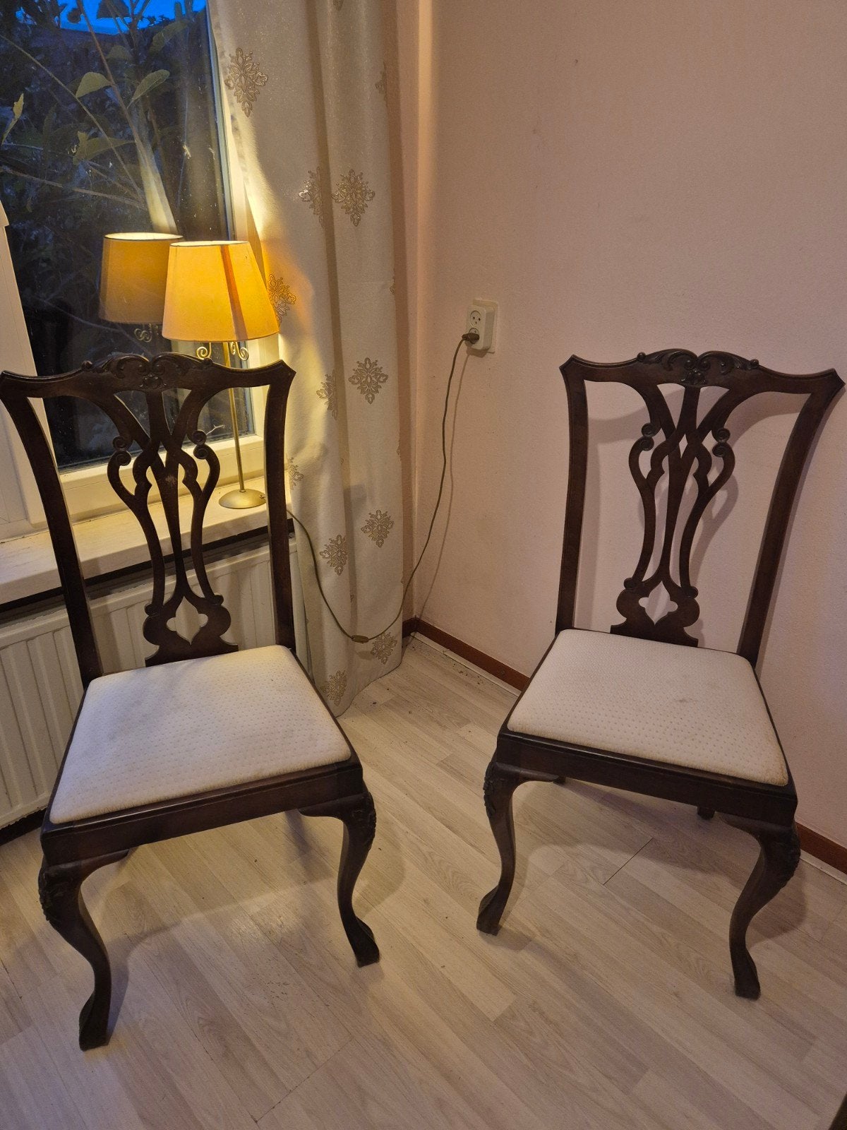 Set van 6 klassieke houten eetkamerstoelen, Ophalen of Verzenden
