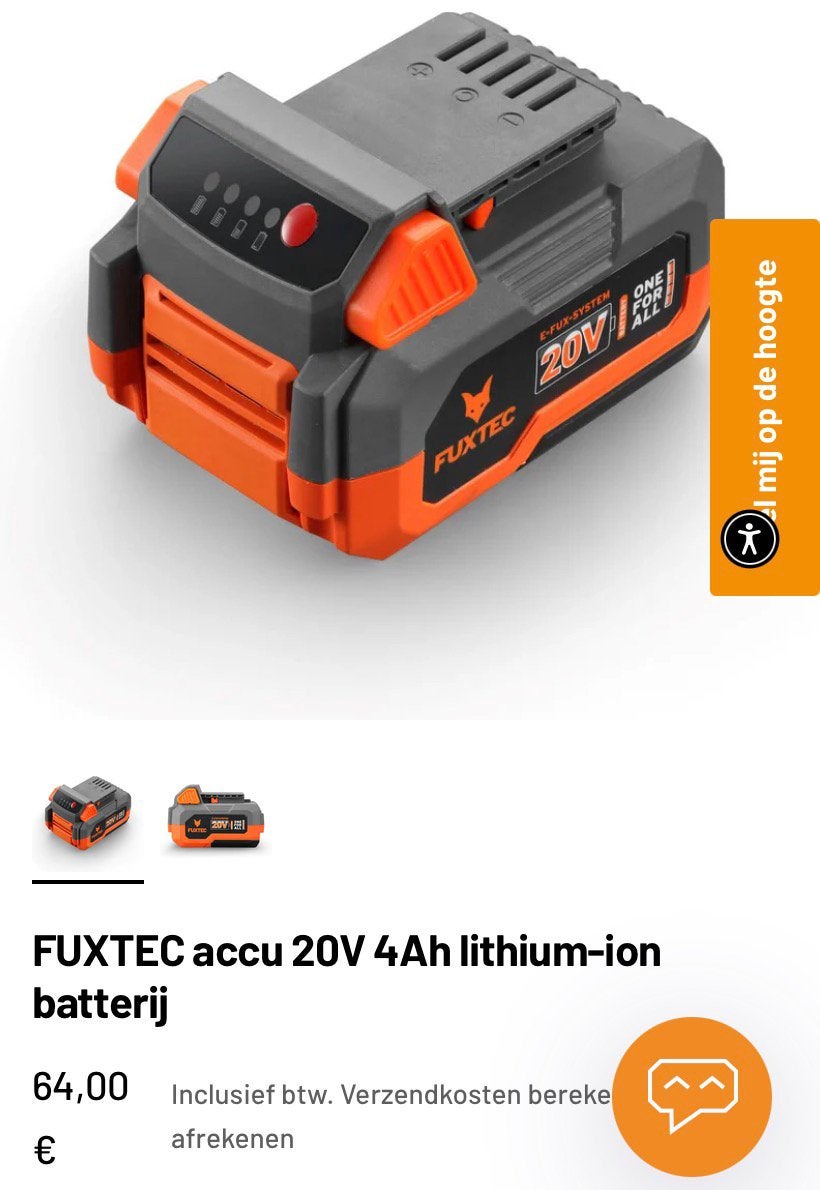 FUXTEC accu 20V 4Ah lithium-ion oplader + batterij, Ophalen of Verzenden, Nieuw, Overige typen