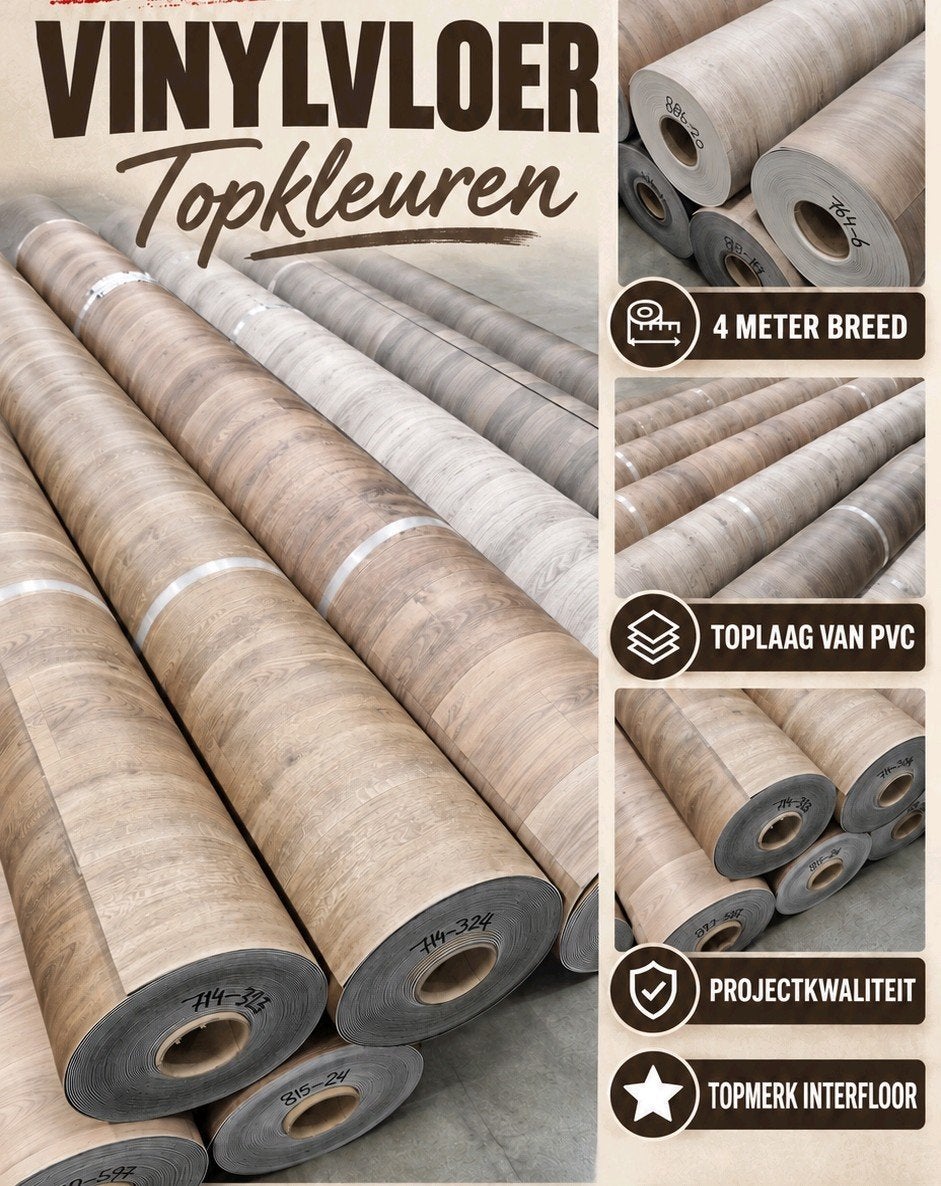 VINYL INTERFLOOR Dynamic Wood Rustic vinylvloer, Ophalen, Geel, 75 m² of meer, Nieuw