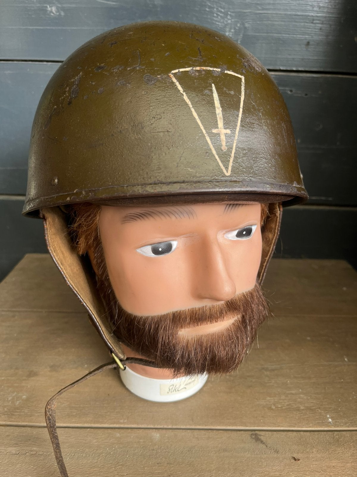 TEAB Pracht ww2 dispatch rider helm Britisch First Commando, Ophalen of Verzenden, Landmacht, Engeland, Helm of Baret