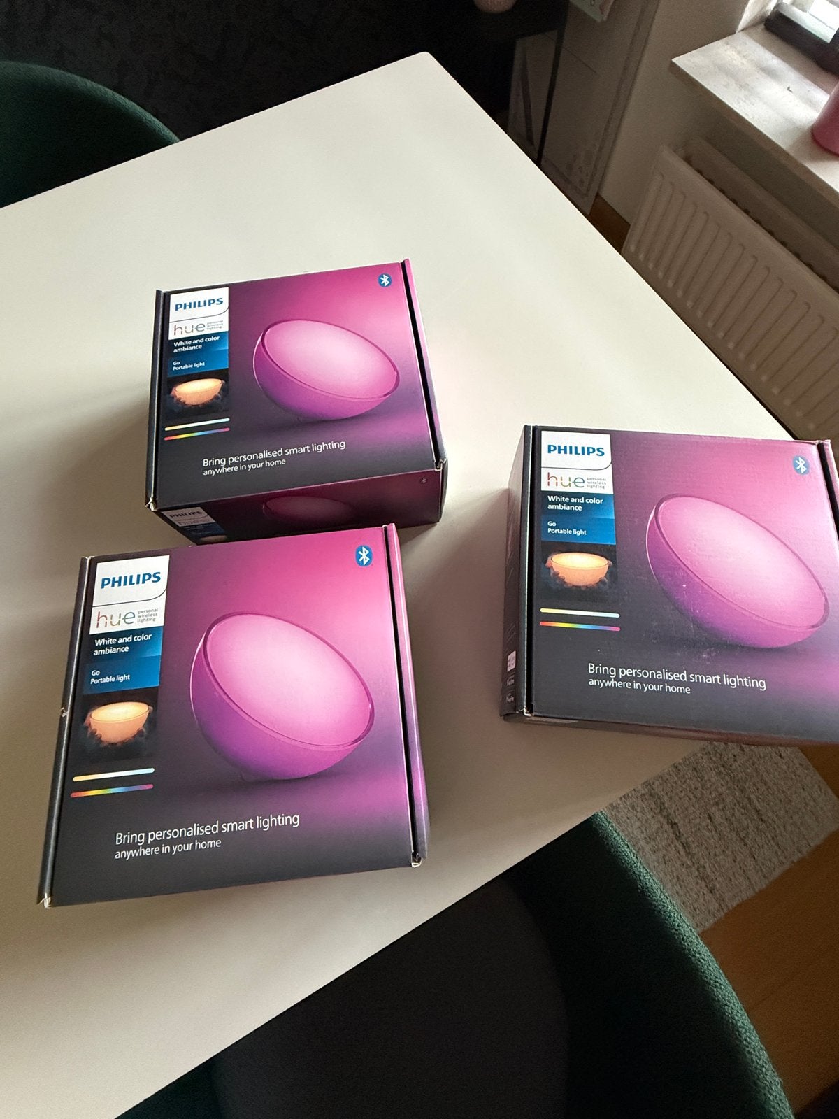3x nieuw Philips Hue Go Draagbare Tafellamp - Wit en Kleur, Wit, Nieuw, Ophalen of Verzenden, Philips Hue