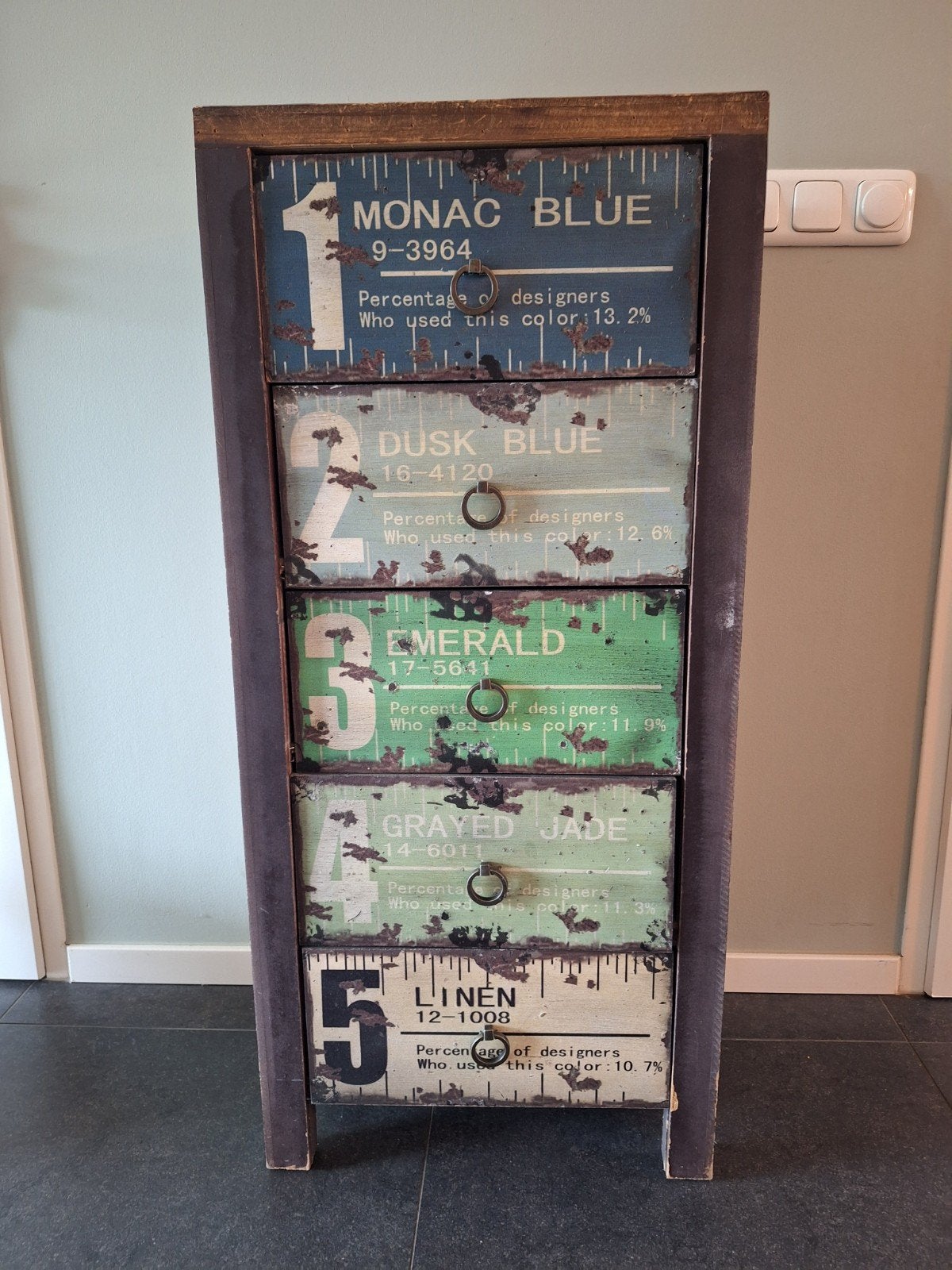 Industriële ladekast met 5 laden - Vintage look, Minder dan 50 cm, Gebruikt, 5 laden of meer, 100 tot 150 cm