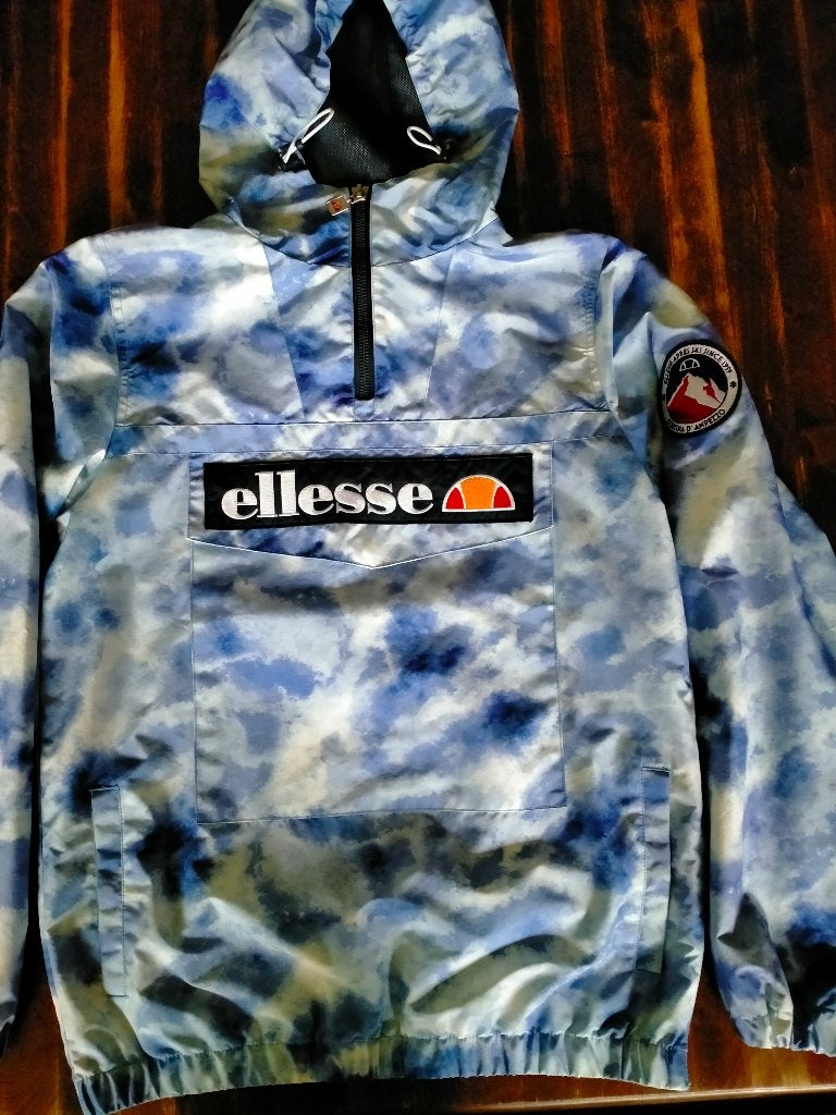 Ellesse Anorak Jas - Blauw/Wit Tie-Dye - Maat S, Blauw, Zo goed als nieuw, Maat 46 (S) of kleiner, Ellesse