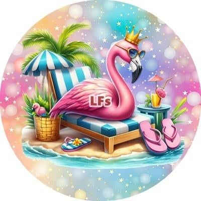 L1636 icing luxe flamingo 19cm eetbare taart plaat print, Ophalen of Verzenden, Nieuw, Taarten, Versiering