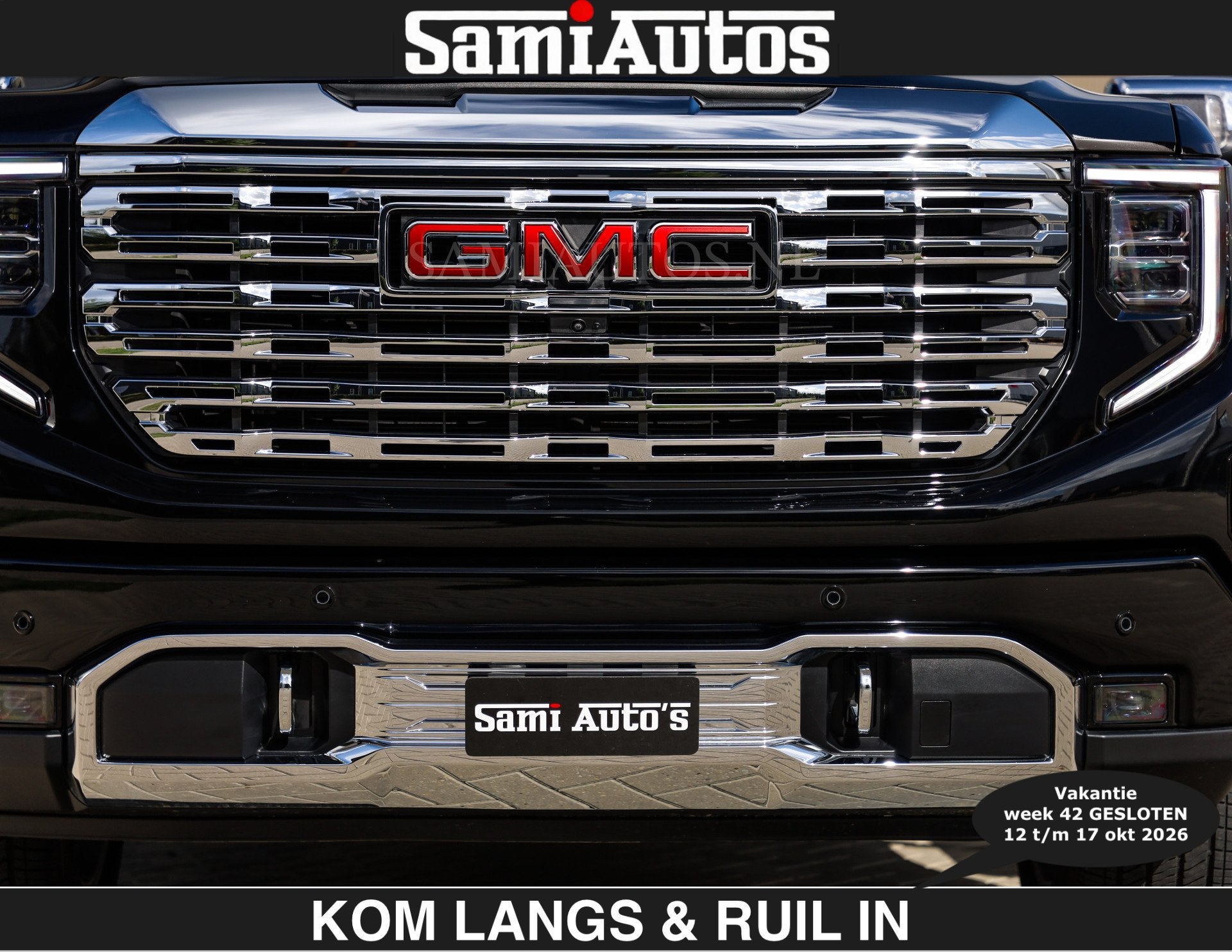 GMC Sierra DENALI | All-In Prijs | 6,2 V8 Full Option €799, Dealer onderhouden, Met garantie (alle), 426 pk, Zwart