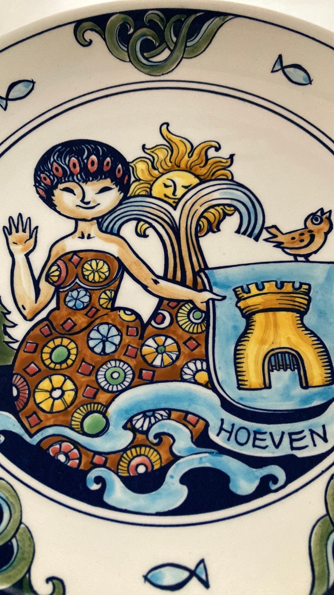Oud Bord Bosbad Hoeven Wapen van Hoeven Plateel Schoonhoven, Ophalen