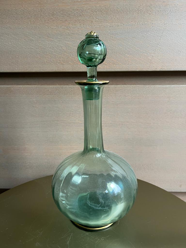 Daum Nancy Art Nouveau Wijnkaraf - Smaragdgroen Glas, Antiek en Kunst, Ophalen of Verzenden