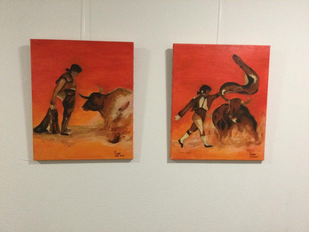 Schilderijen; tweeluik “Toreador”, acryl., Ophalen
