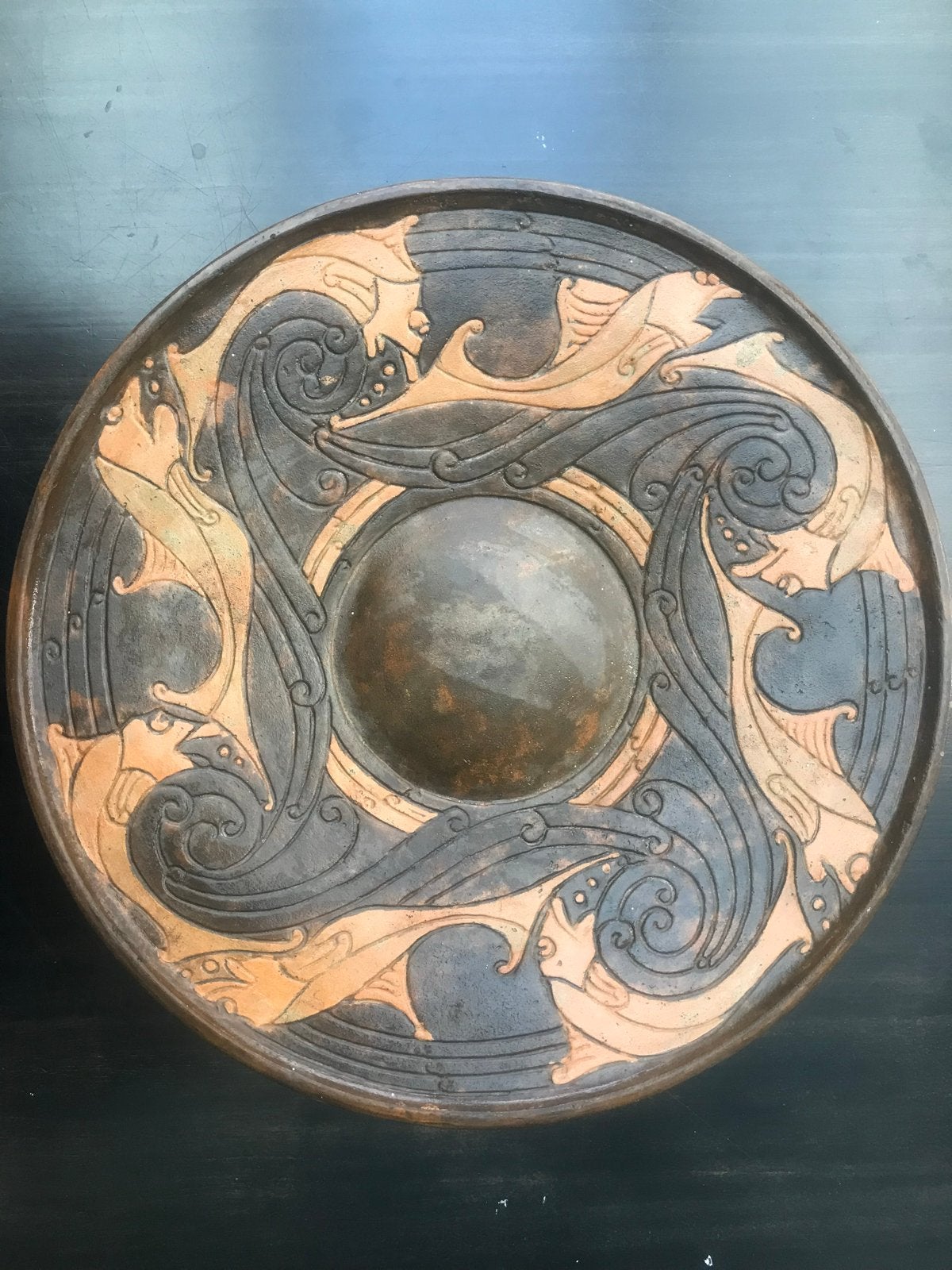 Antieke Aardewerken Sierschaal - 40cm, Ophalen of Verzenden
