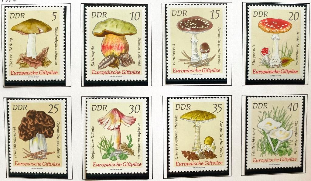 102. DDR 1974 postfris mi serie 1933/40 - Paddenstoelen, Verzenden, DDR, Postfris