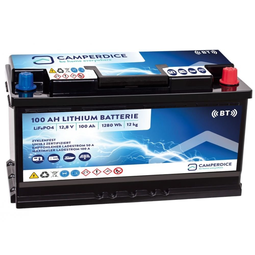 Camperdice 100Ah LiFePO4 lithium accu Bluetooth  – 24 cycli, Ophalen of Verzenden, Zo goed als nieuw